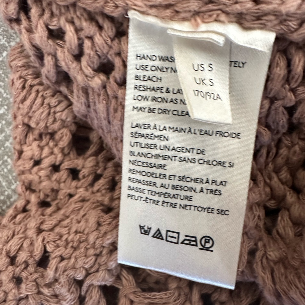 Free People Mauve Open-Knit Long Cardigan – Boardwalk Brown – Size Small (NWT) - Picture 5 of 12